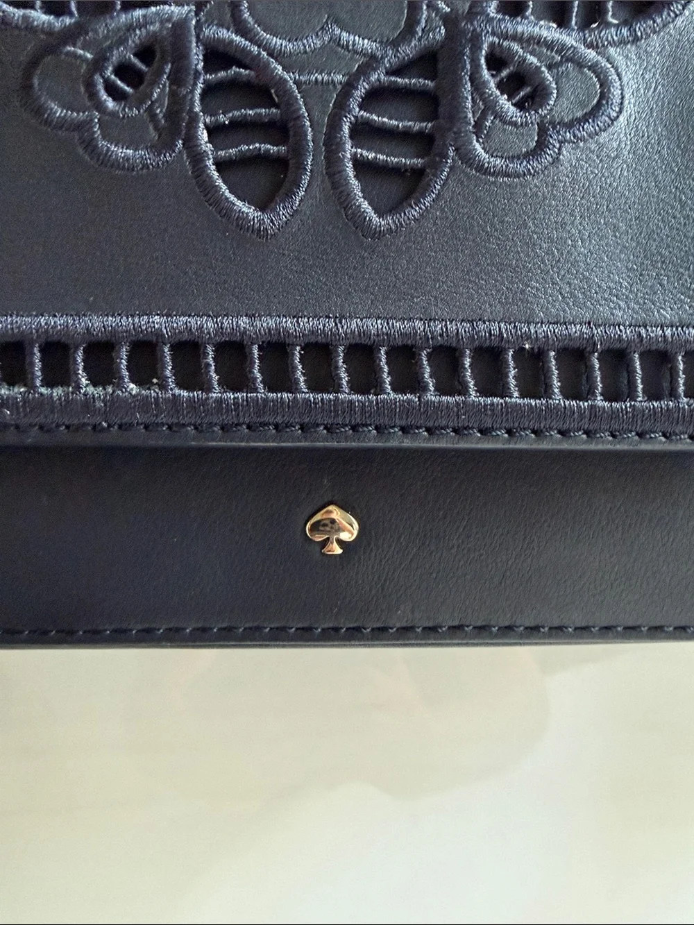 Kate Spade Madison Avenue Navy Floral Appliqué Crossbody Bag with Tassel